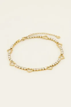 Sunchasers Enkelbandje Met Hartjes & Strass Stenen