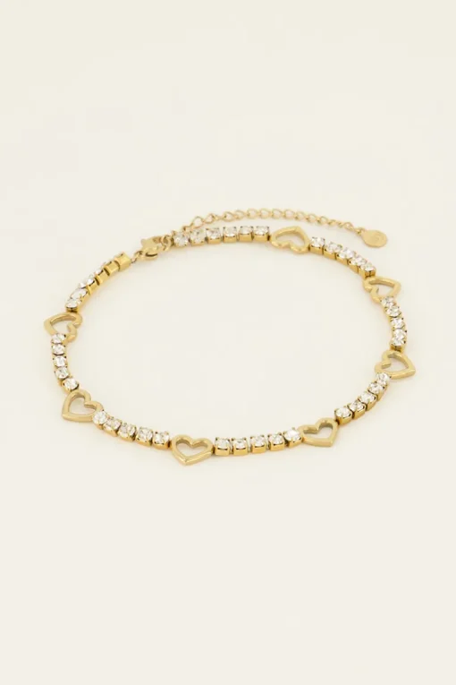 Sunchasers Enkelbandje Met Hartjes & Strass Stenen