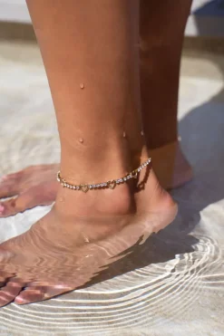 Sunchasers Enkelbandje Met Hartjes & Strass Stenen