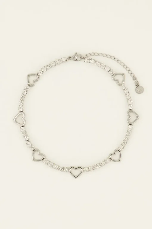 Sunchasers Enkelbandje Met Hartjes & Strass Stenen