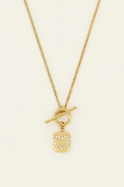 Sunchasers Ketting Met Slotje & Hart Strass Bedel