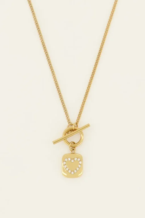 Sunchasers Ketting Met Slotje & Hart Strass Bedel