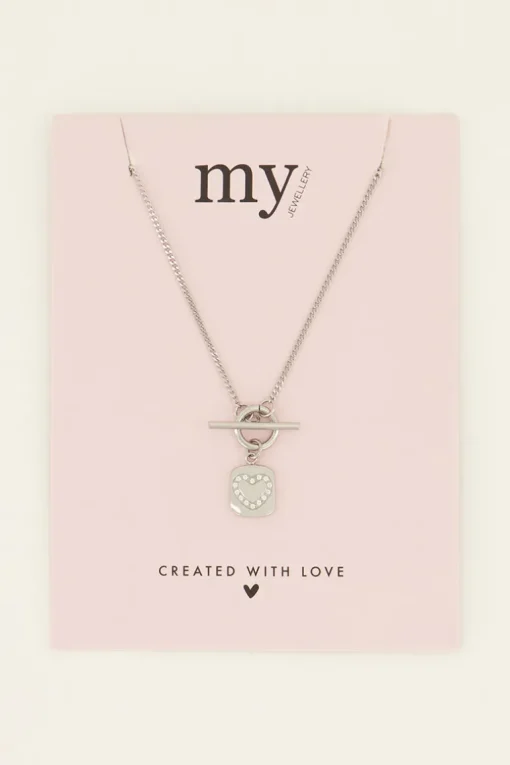 Sunchasers Ketting Met Slotje & Hart Strass Bedel