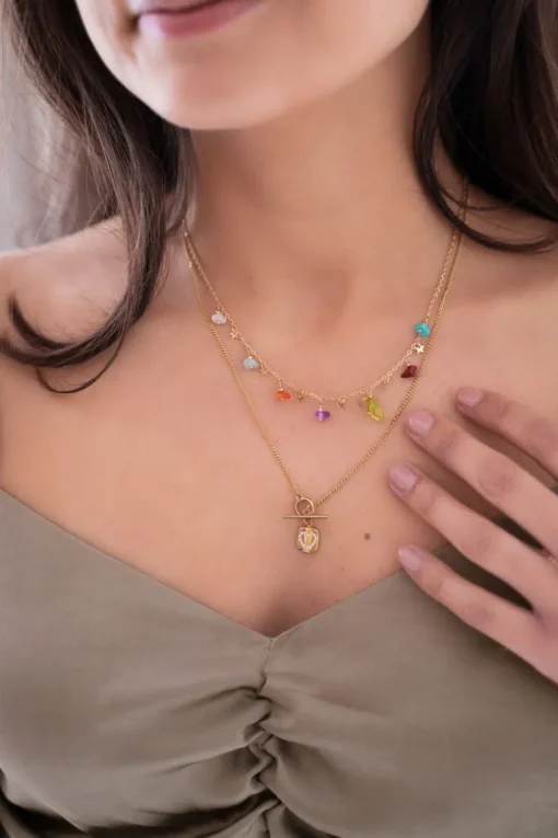 Sunchasers Ketting Met Slotje & Hart Strass Bedel