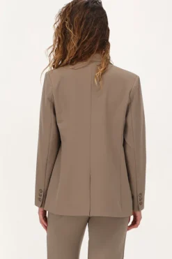 Taupe Blazer Met Dubbele Knopen