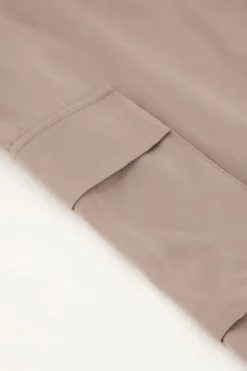 Taupe Cargo Wide Leg Met Satijnen Look