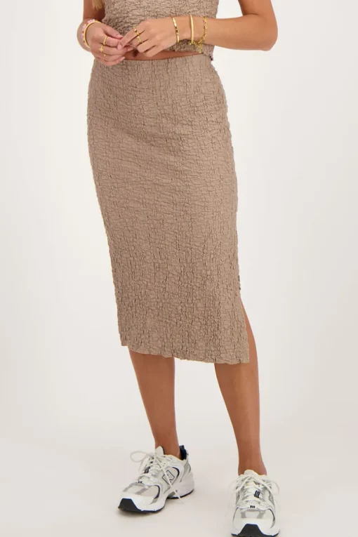 Taupe Midi Skirt Bubble