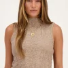 Taupe Mouwloze Top Bubble