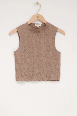 Taupe Mouwloze Top Bubble