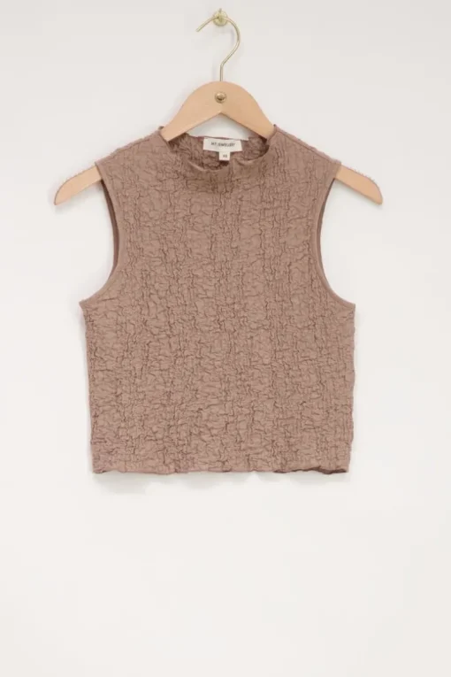 Taupe Mouwloze Top Bubble