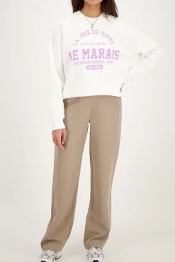 Taupe Pantalon Met Elastiek