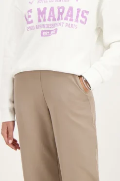 Taupe Pantalon Met Elastiek