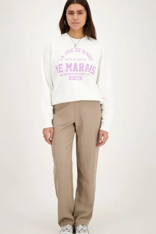 Taupe Pantalon Met Elastiek