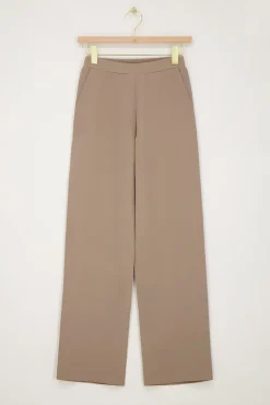 Taupe Pantalon Met Elastiek