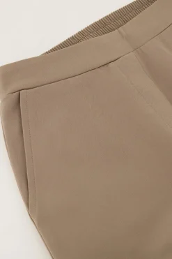 Taupe Pantalon Met Elastiek