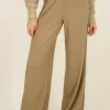 Taupe Wide Leg Broek Met Structuur