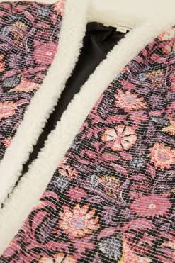 Teddy Gilet Met Paarse Bloemenprint