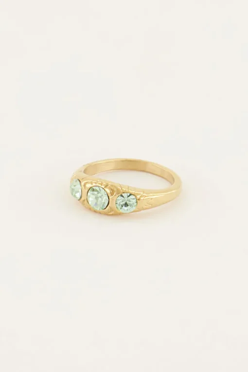 Triple Mint Leaves Ring
