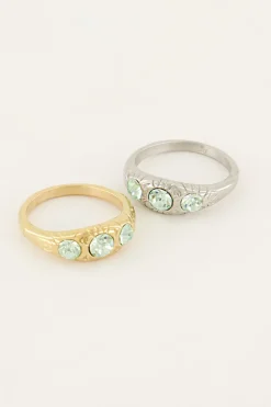 Triple Mint Leaves Ring