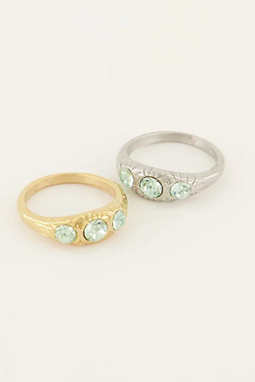 Triple Mint Leaves Ring