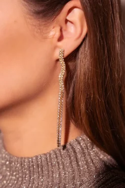 Universe Lange Oorbellen Met Dubbele Strass