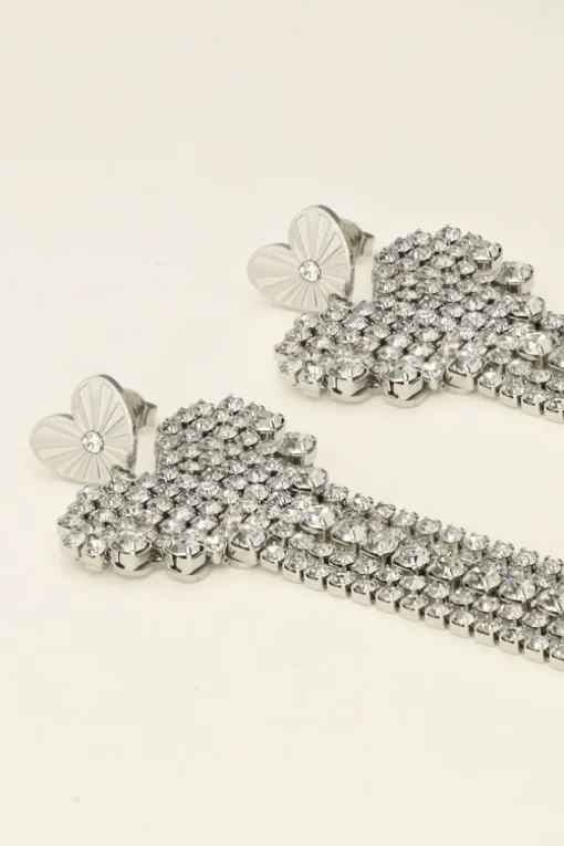 Universe Statement Oorbellen Hartje Met Strass