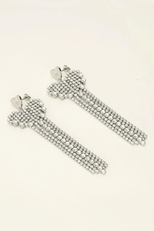 Universe Statement Oorbellen Hartje Met Strass