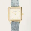 Vierkant Horloge Met Denim Band
