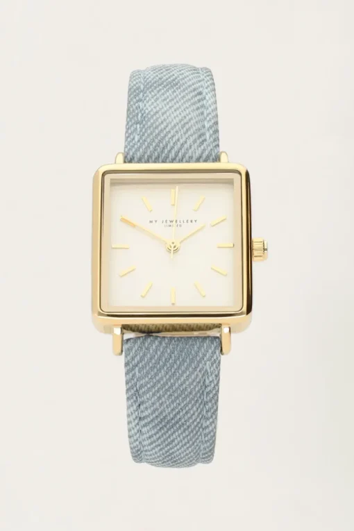Vierkant Horloge Met Denim Band