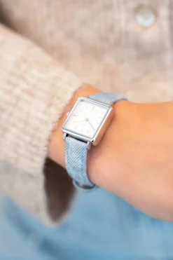 Vierkant Horloge Met Denim Band