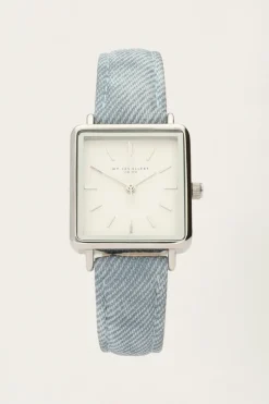 Vierkant Horloge Met Denim Band