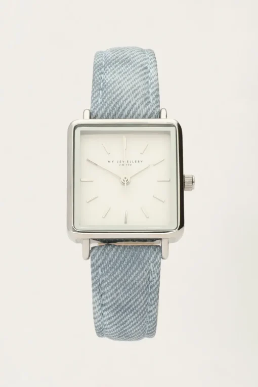 Vierkant Horloge Met Denim Band