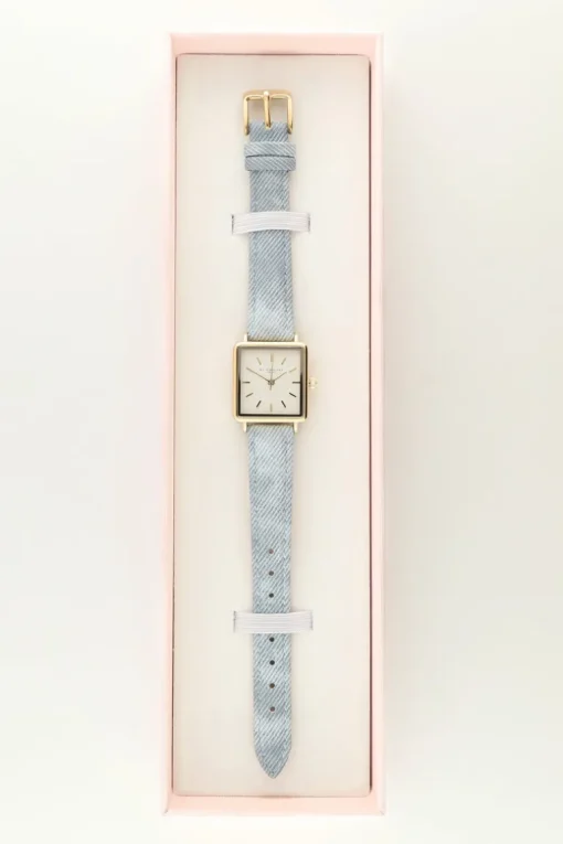 Vierkant Horloge Met Denim Band