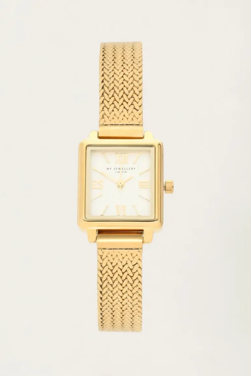 Vierkant Horloge Met Gevlochten Schakelband