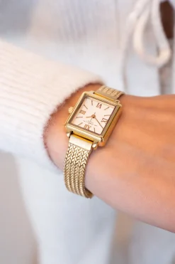 Vierkant Horloge Met Gevlochten Schakelband