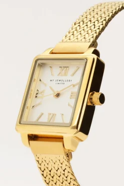 Vierkant Horloge Met Gevlochten Schakelband