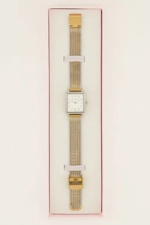 Vierkant Horloge Met Multikleur Schakelband