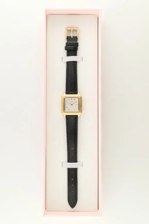 Vierkant Horloge Met Zwart Leren Bandje