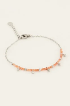 Vintage Armband Met Oranje Kralen & Bolletjes
