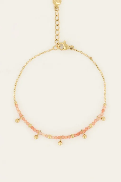 Vintage Armband Met Oranje Kralen & Bolletjes