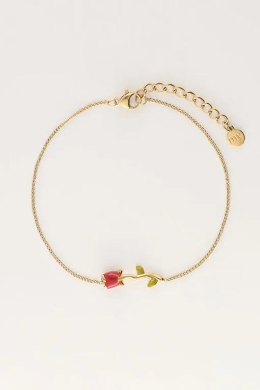 Vintage Armbandje Met Gekleurde Roos