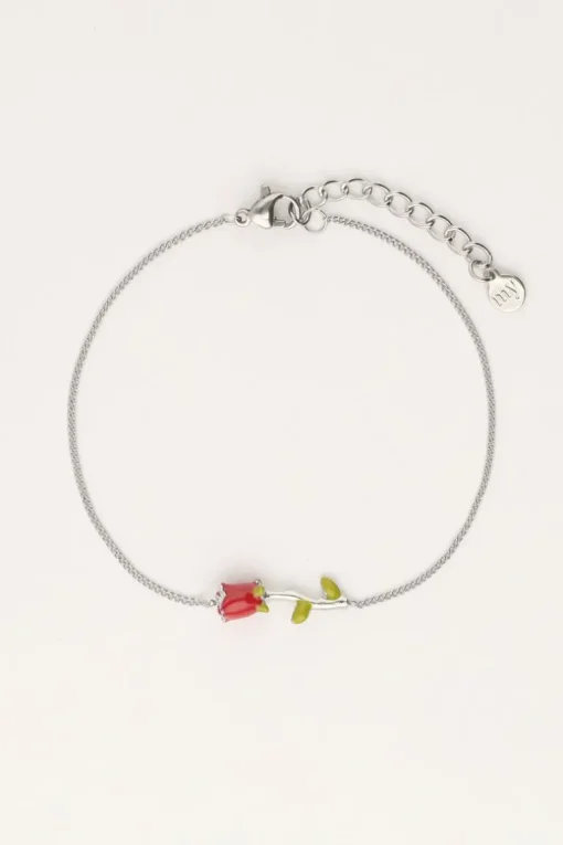 Vintage Armbandje Met Gekleurde Roos