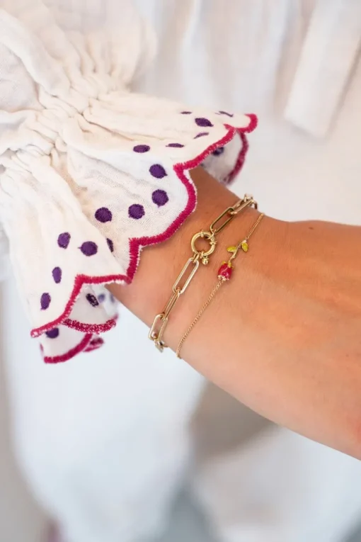 Vintage Armbandje Met Gekleurde Roos
