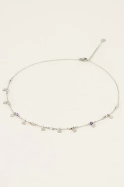 Vintage Ketting Met Lila Kralen & Muntjes