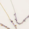 Vintage Ketting Met Lila Kralen & Bolletjes