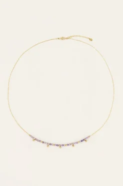 Vintage Ketting Met Lila Kralen & Bolletjes