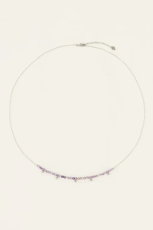 Vintage Ketting Met Lila Kralen & Bolletjes