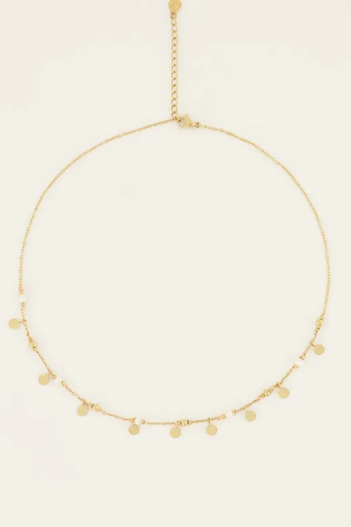 Vintage Ketting Met Muntjes & Parels
