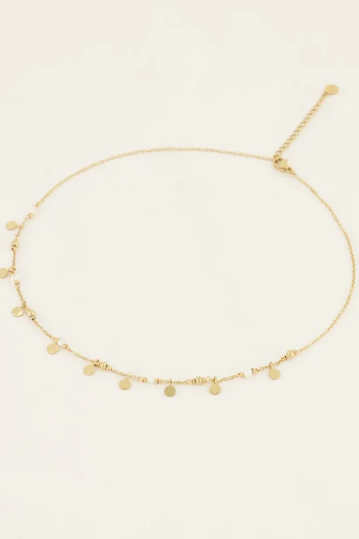 Vintage Ketting Met Muntjes & Parels