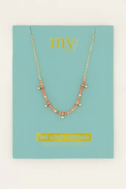Vintage Ketting Met Oranje Kralen & Bolletjes